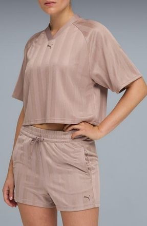Puma League Jersey Crop Top in Sandstone at Nordstrom, Size X-Small