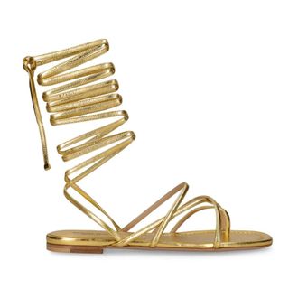 Michael Kors Jade Metallic Leather Gladiator Sandal - Dames - Sandalen - Geel - 37 EU - Leer - Schoenen