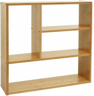 Hhg Estante de pared HHG 860, estante colgante Estante flotante con 4 compartimentos, bambú certificado mvg 50x50x15cm