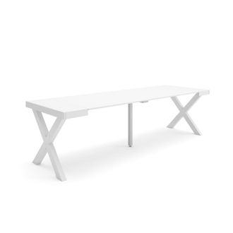Skraut Home Mesa Consola Extensible, Mesa Comedor Plegable, 260, Para 12 Comensales, Patas Madera Maciza, Estilo Moderno, Blanco - Skraut Home