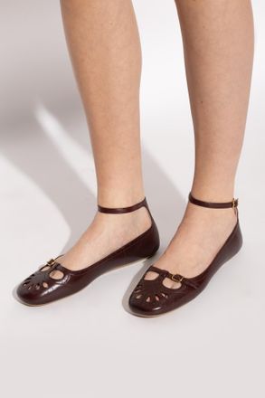 Chloé Leather Ballet Flats Misty, Womens, Burgundy