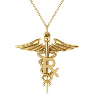 Allurez Medical RX Pharmacy Symbol Pendant Necklace 14k in Yellow Gold at Nordstrom, Size 18