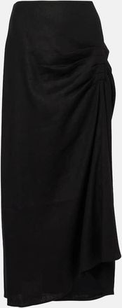 Sir. Dorian ruched linen-blend midi skirt