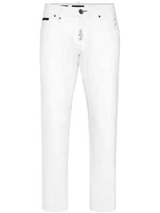 Philipp Plein Pantaloni dritti con ricamo - Bianco