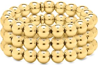 Ross-Simons Italian 14kt Yellow Gold-Plated Jewelry Set: 3 10mm Bead Stretch Bracelets