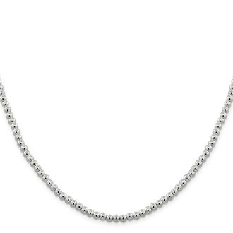 Diamond2Deal Sterling Silver 4mm Beads on Box Chain Necklace