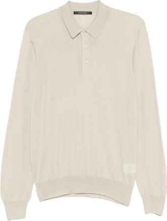Tagliatore Gebreide Polo - Heren - Ronde hals truien - Beige - XL - Wol - Truien & Vesten