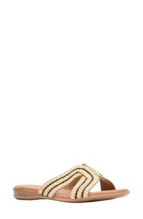 Andr&eacute; Assous Nade Raffia Slide Sandal in Natural/Black at Nordstrom, Size 10