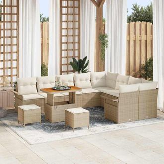 vidaXL Vidaxl - Conjunto De Sof&aacute; De Jard&iacute;n 12 Pcs Beige, Crema 90 X 55 X 71 Cm