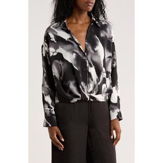 Patrizia Luca Marble Button-Up Shirt in Black at Nordstrom Rack, Size X-Small