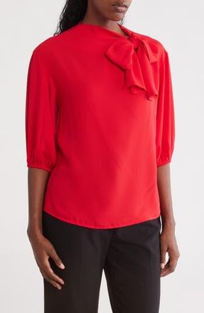 Renee C Scarf Detail Three-Quarter Sleeve Top in Red at Nordstrom Rack, Size X-Small