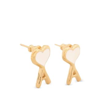 Ami Accessoires, Dames, Geel, ONE Size, Oorsieraden met Gehamerd Hart
