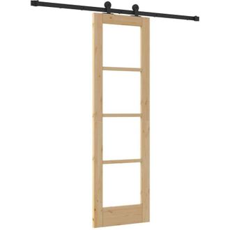 vidaXL Vidaxl - Puerta Deslizante Manual Marr&oacute;n 61 X 198.5 Cm Madera Y Metal