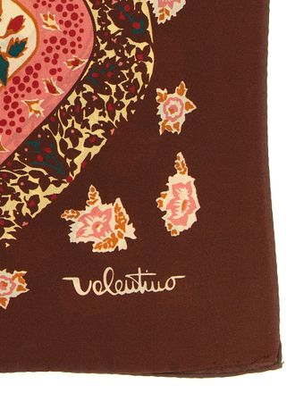 Valentino Garavani Voyage Imaginaire Silk Foulard Scarf - Brown