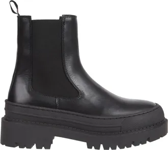 Tommy Jeans Schoenen, Dames, Zwart, 36 EU, Leer, Chelsea Foxing Boot