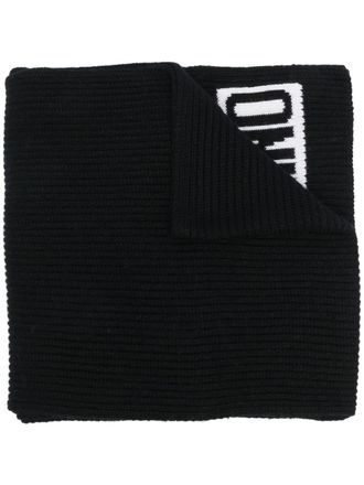 Moschino Sjaal met logoprint - Zwart