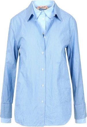 N&deg;21 G0310049 Rd 11 Shirt - Dames - Overhemden - Blauw - XL - Katoen - Overhemden