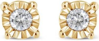 House of Brilliance Silver 1/10 Cttw Round Brilliant-Cut Diamond Miracle-Set Stud Earrings in Yellow at Nordstrom