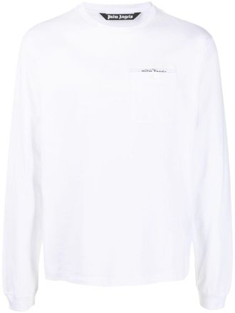 Palm Angels logo-patch long-sleeve T-shirt - White
