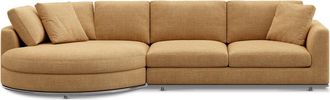 Castlery Hamilton Round Chaise Sectional Sofa Left Facing Customized, Caramel Washed Chenille, Machine Washable, Removable Covers for Sofas, Castlery