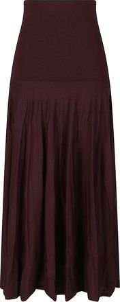 Paco Rabanne High Waisted Pleated Burgundy Skirt