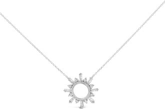 House of Brilliance Sterling Silver 5/8 Cttw Diamond Starburst Medallion Pendant Necklace
