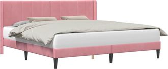 vidaXL Estructura De Cama Con Cabecera Rosa 180 X 200 Cm Terciopelo Vidaxl