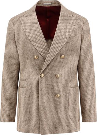 Brunello Cucinelli Silk, Wool And Cashmere Double-Breasted Blazer-Uomo