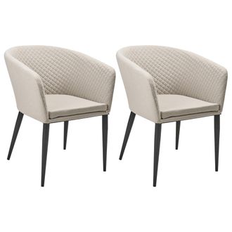 Beliani Beliani - Conjunto De 2 Sillas Modernas De Exterior E Interior De Tela Estructura Negra Beige Curgos