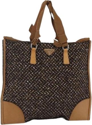 Prada Pre-owned Vintage Tote Bag - Dames - Vintage Shopper - Bruin - ONE Size - Wol - Vintage