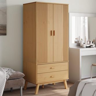 vidaXL Armario Olden Madera Maciza De Pino Marr&oacute;n 76,5x53x172 Cm Vidaxl