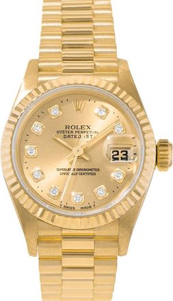 Rolex Pre-owned Rolex Datejust 26 Automatic Chronometer Diamond Gold Dial Ladies Watch 69178 CDP