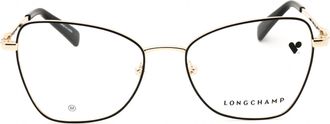 Longchamp LO2157 Cat Eye Metal Frame Eyeglasses - Black