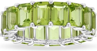Diana M. Jewels 10.42ctw Peridot Emerald Cut Eternity in 14k White Gold