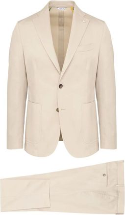 Manuel Ritz Single Breasted Suits, male, Beige, 2XL, Beige Dress Jacket with Logo