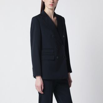 Max Mara Blue double-breasted wool jacket