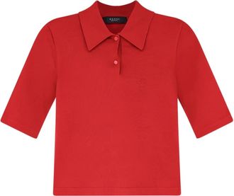 Gucci Fijn stretch zijde breiwerk polo - Dames - Polos - Rood - L - Tops