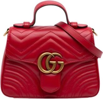 Gucci Pre-owned Quilted Satchel - Dames - Vintage Mini Tas - Rood - ONE Size - Leer - Vintage