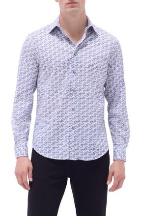 Bugatchi James OoohCotton Dot Print Button-Up Shirt in Zinc at Nordstrom, Size Xxx-Large
