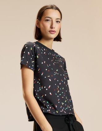 Cynthia Rowley Everyday Tee in Black Multi at Nordstrom, Size X-Small
