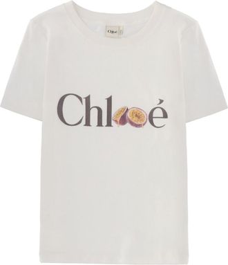 Chlo&eacute; White Logo Crew Neck T-Shirt