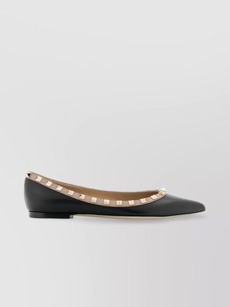 Valentino Garavani leather ballet flats rockstud embellishment