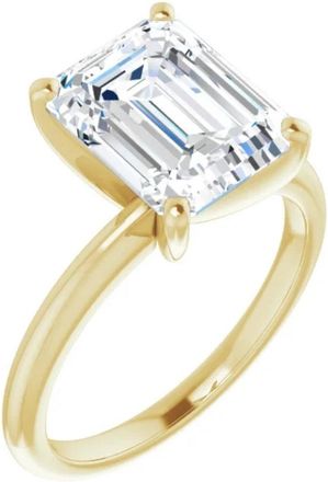 Pompeii3 5Ct Emerald Solitaire Moissanite Engagement Ring in White Yellow or Rose Gold