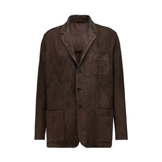 Boglioli Leather Jackets, male, Brown, Size: XL Giacca in pelle con bottoni