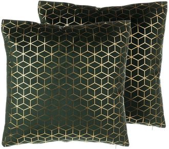 Beliani Beliani - Set of 2 Cushions Green Velvet Geometric Pattern Metallic 45 x 45 cm Celosia