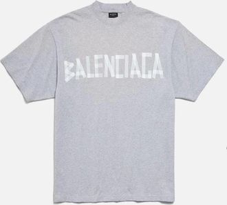 Balenciaga Mens Balenciaga Taped Logo T-Shirt in Grey - Size: 40