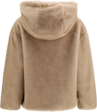 Herno Womens Hooded Eco-Fur Jacket Chantilly Outer Polyester Puffer