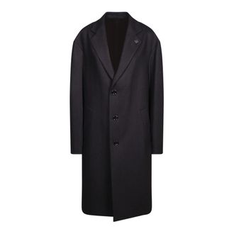 Lardini Wool Herringbone Coat - Heren - Mantel - Bruin - XL - Wol - Jassen