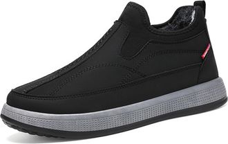 Generic Mens Velvet High Top Flat Sole Winter Boots Warm Non Slip Outdoor Casual Walking Ankle Shoes for Cold Weather Comfort (Black, 5.5)