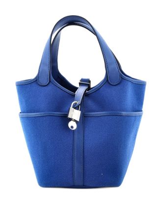Herm&egrave;s Cargo Picotin Lock Bag Canvas and Swift PM bucket bag - Blue